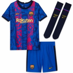 Barcelona Barn 2020/21 Tredje Matchtröja Utrustning Set - Blå