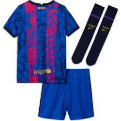 Barcelona Barn 2020/21 Tredje Matchtröja Utrustning Set - Blå