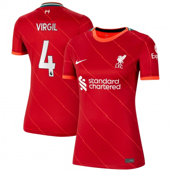 Virgil Van Dijk Liverpool Kvinnor's 2021/22 Hemma Breathe Stadium Spelare Matchtröja - Röd