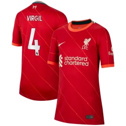 Virgil Van Dijk Liverpool Barn 2021/22 Hemma Breathe Stadium Spelare Matchtröja - Röd