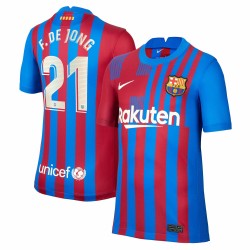 Frenkie de Jong Barcelona Barn 2021/22 Hemma Spelare Matchtröja - Blå