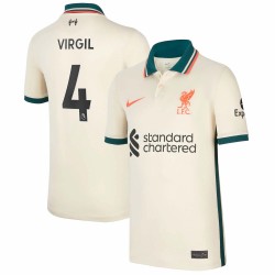 Virgil Van Dijk Liverpool Barn 2021/22 Borta Breathe Stadium Spelare Matchtröja - Tan