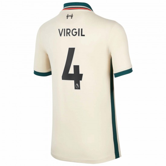 Virgil Van Dijk Liverpool Barn 2021/22 Borta Breathe Stadium Spelare Matchtröja - Tan