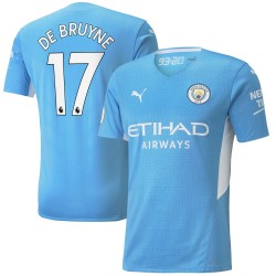 Kevin De Bruyne Manchester City 2021/22 Hemma Authentic Spelare Matchtröja - Ljus Blå
