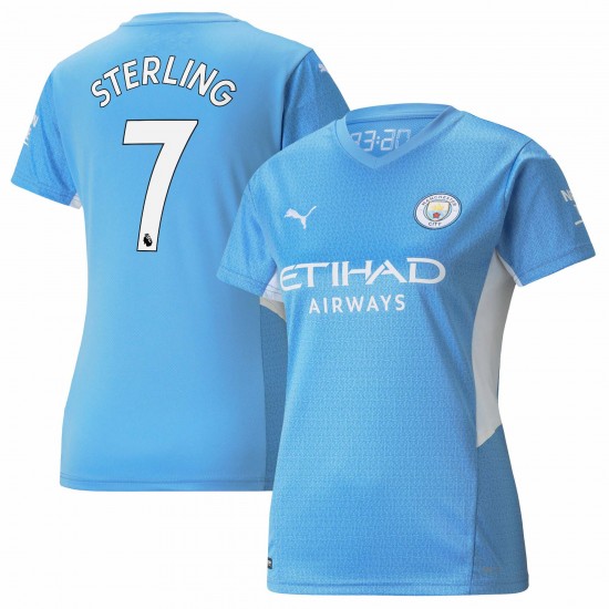 Raheem Sterling Manchester City Kvinnor's 2021/22 Hemma Spelare Matchtröja - Ljus Blå