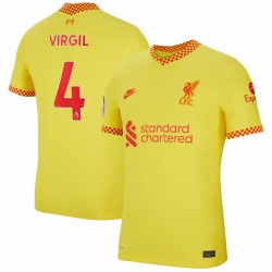 Virgil Van Dijk Liverpool 2021/22 Tredje Vapor Match Spelare Matchtröja - Gul