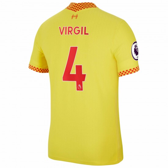 Virgil Van Dijk Liverpool 2021/22 Tredje Vapor Match Spelare Matchtröja - Gul