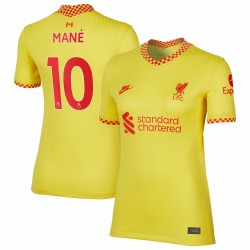 Sadio Mané Liverpool Kvinnor's 2021/22 Tredje Breathe Stadium Spelare Matchtröja - Gul