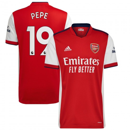 Nicolas Pépé Arsenal 2021/22 Hemma Spelare Matchtröja - Röd/Vit