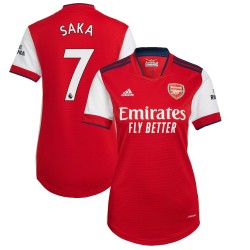 Bukayo Saka Arsenal Kvinnor's 2021/22 Hemma Spelare Matchtröja - Röd/Vit