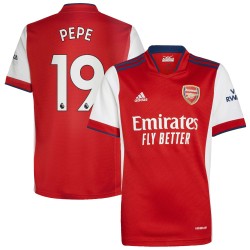 Nicolas Pépé Arsenal Barn 2021/22 Hemma Spelare Matchtröja - Röd/Vit