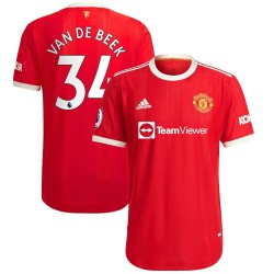 Donny Van De Beek Manchester United 2021/22 Hemma Authentic Spelare Matchtröja - Röd