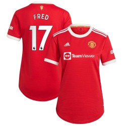 Fred Manchester United Kvinnor's 2021/22 Hemma Spelare Matchtröja - Röd