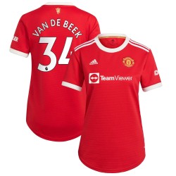 Donny Van De Beek Manchester United Kvinnor's 2021/22 Hemma Spelare Matchtröja - Röd