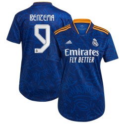 Karim Benzema Real Madrid Kvinnor's 2021/22 Borta Spelare Matchtröja - Blå