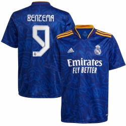 Karim Benzema Real Madrid Barn 2021/22 Borta Spelare Matchtröja - Blå