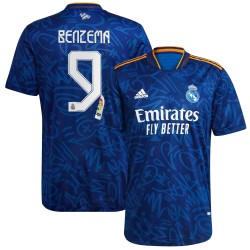 Karim Benzema Real Madrid 2021/22 Borta Authentic Spelare Matchtröja - Blå