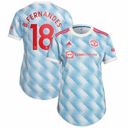 Bruno Fernandes Manchester United Kvinnor's 2021/22 Borta Spelare Matchtröja - Vit