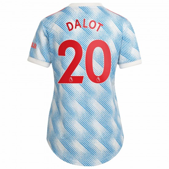 Diogo Dalot Manchester United Kvinnor's 2021/22 Borta Spelare Matchtröja - Vit