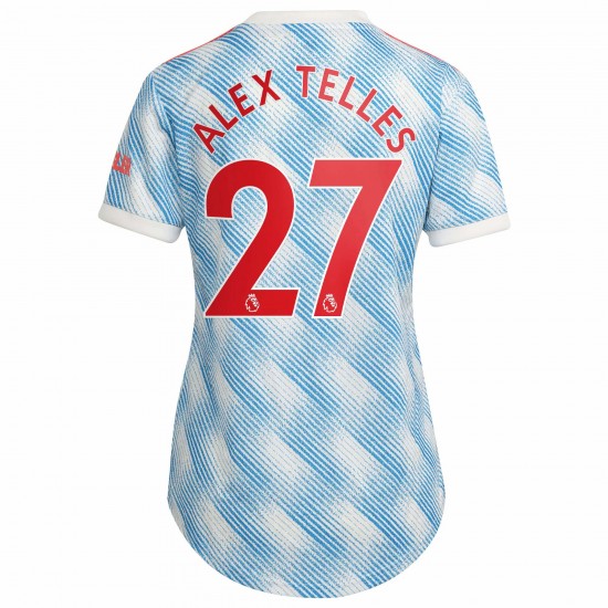 Alex Telles Manchester United Kvinnor's 2021/22 Borta Spelare Matchtröja - Vit