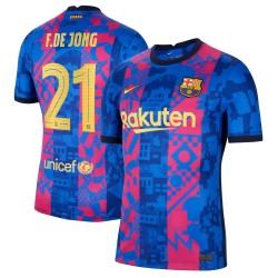 Frenkie de Jong Barcelona 2021/22 Tredje Breathe Stadium Spelare Matchtröja - Blå
