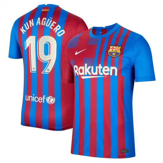 Sergio Agüero Barcelona 2021/22 Hemma Breathe Stadium Spelare Matchtröja - Blå