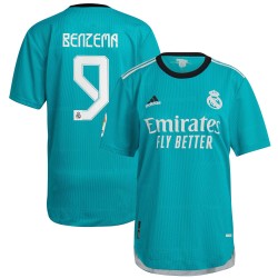 Karim Benzema Real Madrid 2021/22 Tredje Authentic Spelare Matchtröja - Aqua