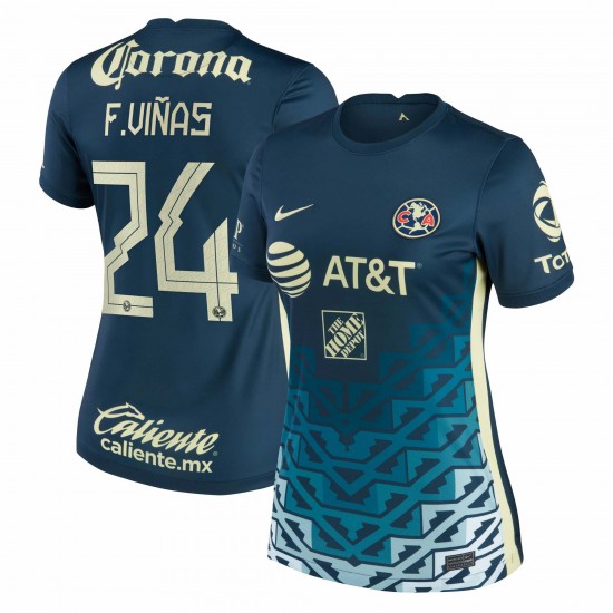 Federico Viñas Klubblag América Kvinnor's 2021/22 Borta Breathe Stadium Spelare Matchtröja - Marin