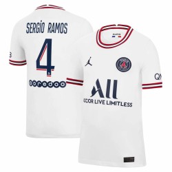 Sergio Ramos Paris Saint-Germain Jordan Brand Barn 2021/22 Fourth Matchtröja - Vit